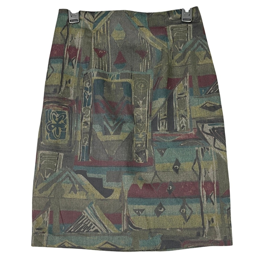 Vintage 90s Michael K Company‎ Abstract Geometric Pencil Skirt Lined 8 Womens